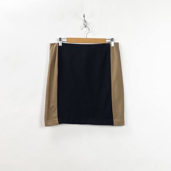 Ann Taylor 6 Womens Black Tan Color-block Straight Skirt - Picture 1 of 6